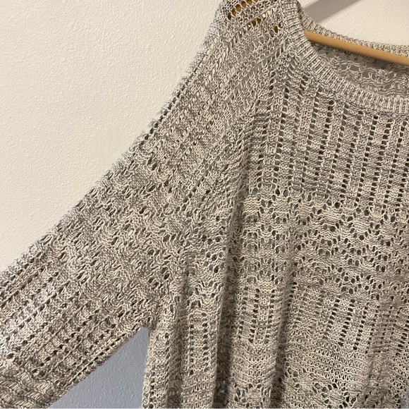 Urban Outfitters Ecote Open Knit Slouchy Scoop Neck Sweater Light Gray Coastal-L - Picture 4 of 9